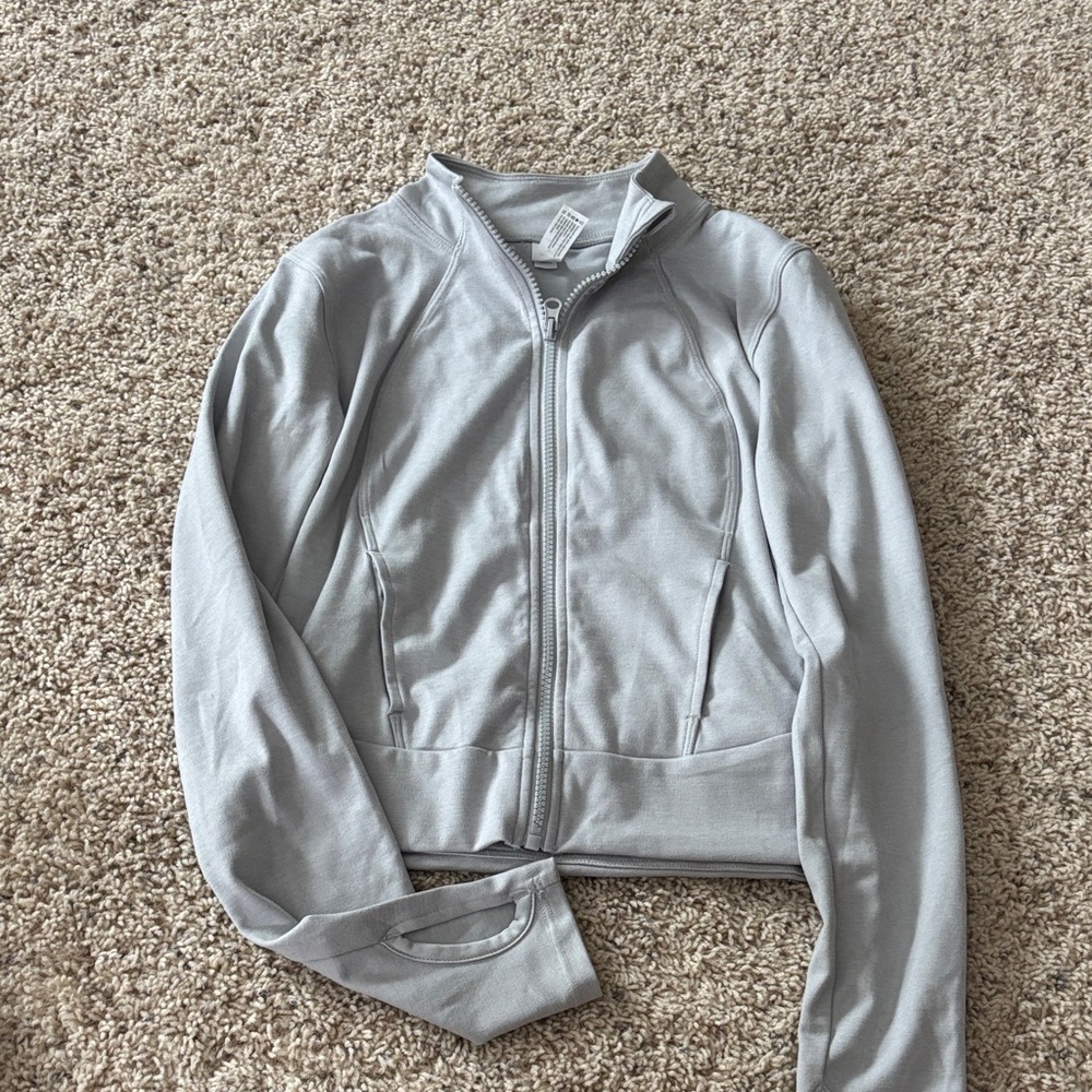 Yogalicious Light Gray Zip-Up Top